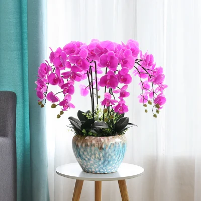 Middle a Высокая имитация реального прикосновения ikebana Hi-Q Искусственные цветы Орхидея композиции Орхидея из латекса цветоводство горшок культуры костюмы - Цвет: Middle a