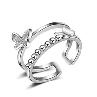 promotion hot sell new fashion little butterfly design 925 sterling silver adjustable size rings for women jewelry gift