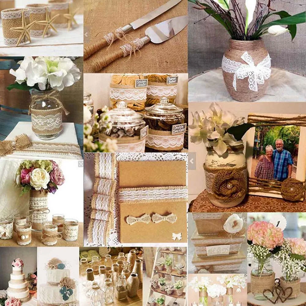 

(2M/Roll) 50MM Natural Style Ribbon Linen Organza Lace DIY Wedding Party Decoration Wedding Bag Costume Shoes Craft Materials