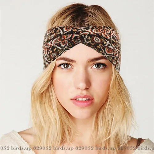 Boho хлопок твист повязки на голову для женщин Эластичный Тюрбан повязка на голову спортивная повязка на голову аксессуары для волос для девушек аксессуары для улицы - Цвет: BA14