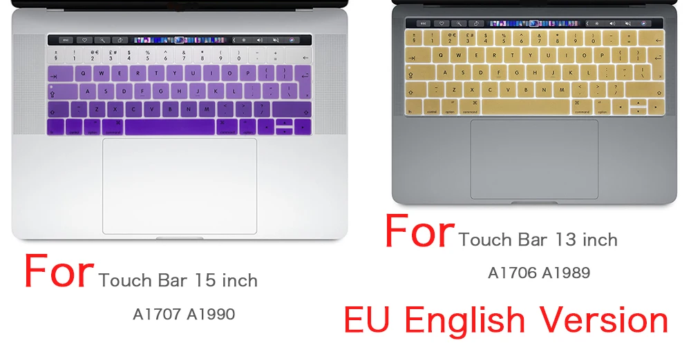 Новая силиконовая защитная пленка наклейки на клавиатуру для MacBook с сенсорной панелью 13 15 дюймов A1706 A1707 A1989 EU английская версия