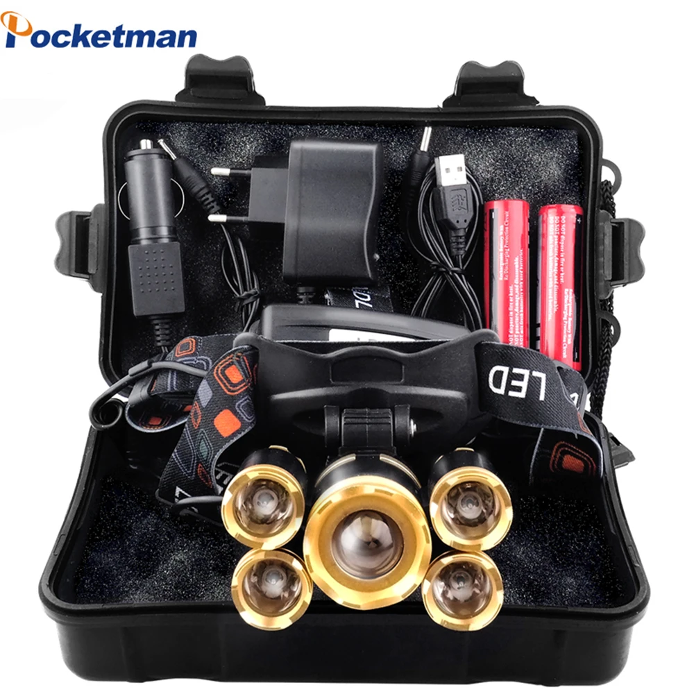 

18650 лм Мощный светодиодный головной фонарь XML 3/5 светодиосветодиодный T6, Головной фонарь, водонепроницаемый головсветильник онарь, Головной...