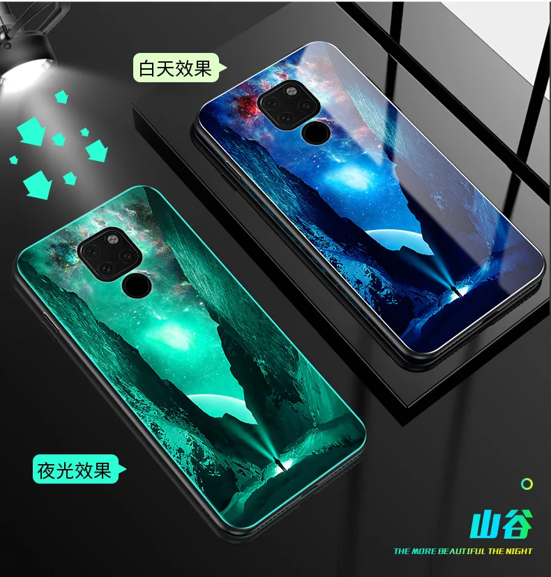 Чехол в виде светящегося стекла для huawei mate 30 20 Lite Ночной светильник чехол для mate 30 20 pro задняя крышка для huawei mate 30 5G mate 20X