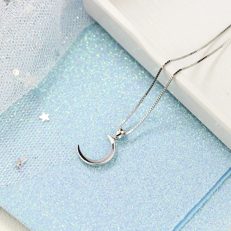 Женское ожерелье из серебра 925 пробы с подвеской в виде Луны|Ожерелья| |