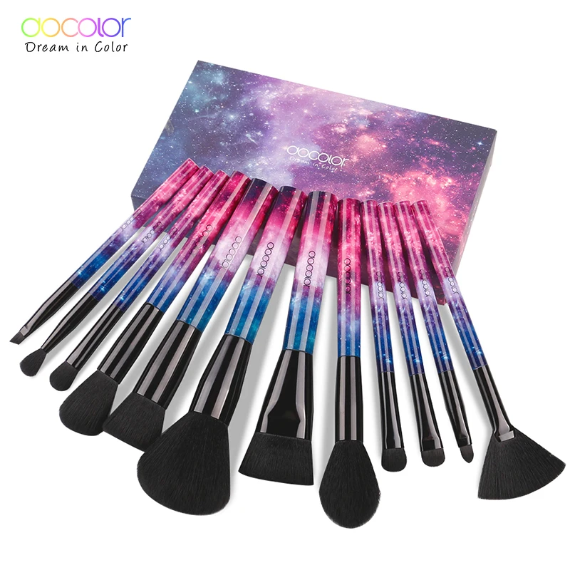 Docolor 12 шт. Galaxy кисти для макияжа Профессиональные кисти для макияжа небом ночным пейзажем ручка синтетических волос с подарочной коробкой