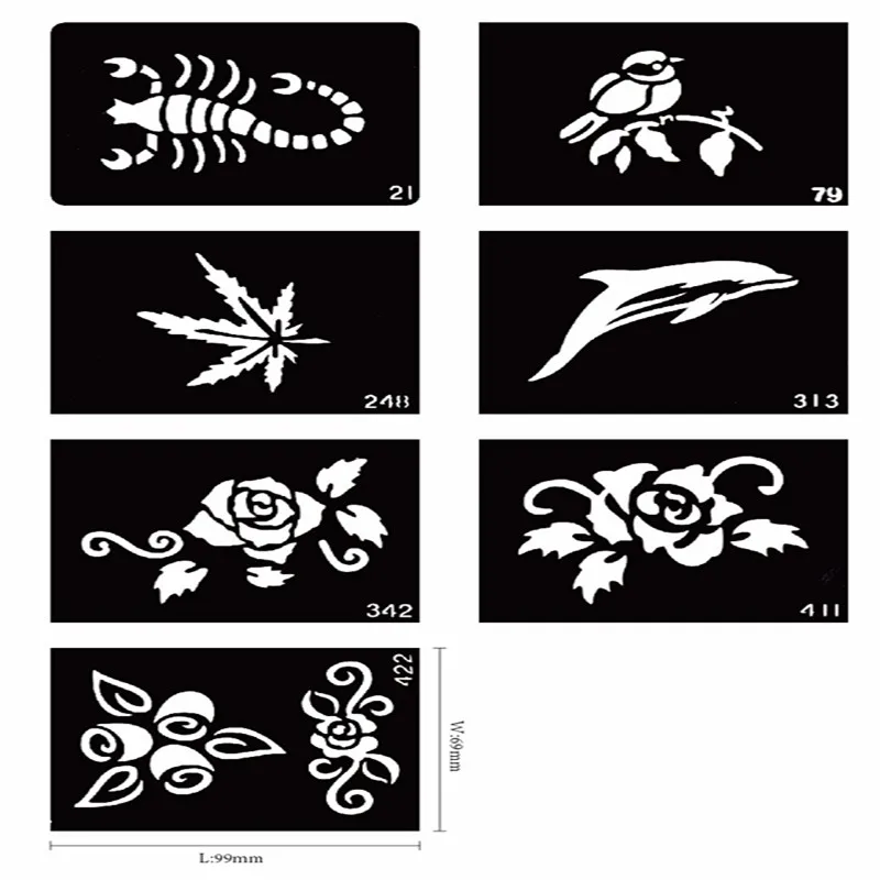 WXS 8 шт. трафарет с татуировкой модный дизайн шея хна блеск шаблоны poshock TS 03|pochoir