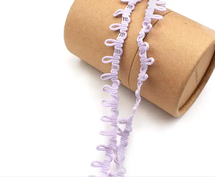 Light purple 50 ярдов 15 мм петля эластичная пуговица из ткани тесьма с кружевной каймой обрезанная лента вышитая аппликация, шитье, рукоделие свадебное платье одежда - Цвет: Light purple