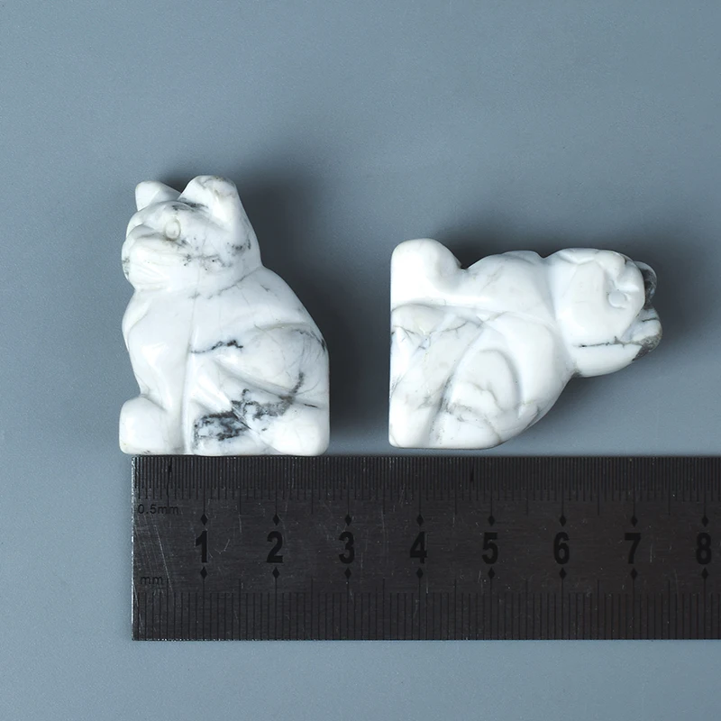 Статуэтка кота howlite из натурального белого камня миниатюрная резная минеральная