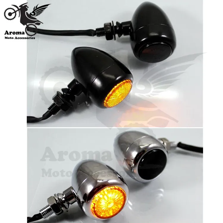 

top quality metal Shell chrome black motorbike indicator for Harley Davidson moto flashers amber lighting motorcycle turn signal