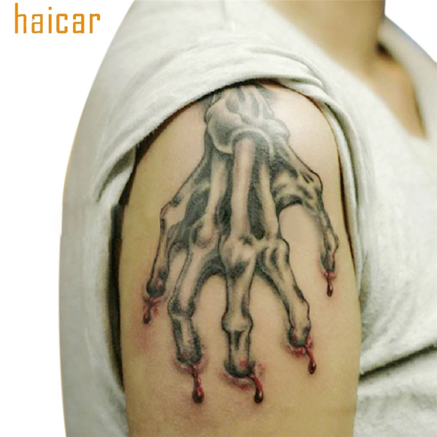 HAICAR Love Beauty Women 1 лист Хэллоуин ужас кровавые руки татуировки наклейки страшные