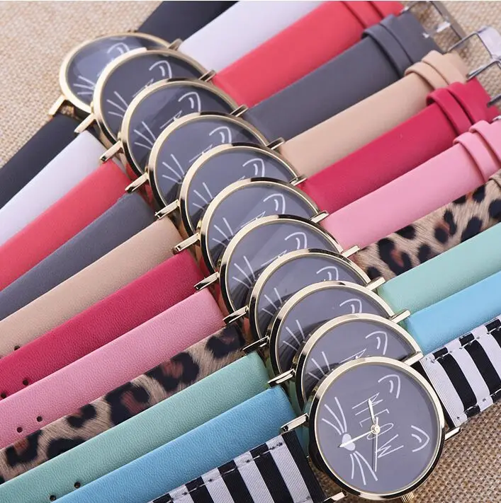 Бесплатная доставка 10 шт./лот милые часы с изображением кота Мяу повседневные