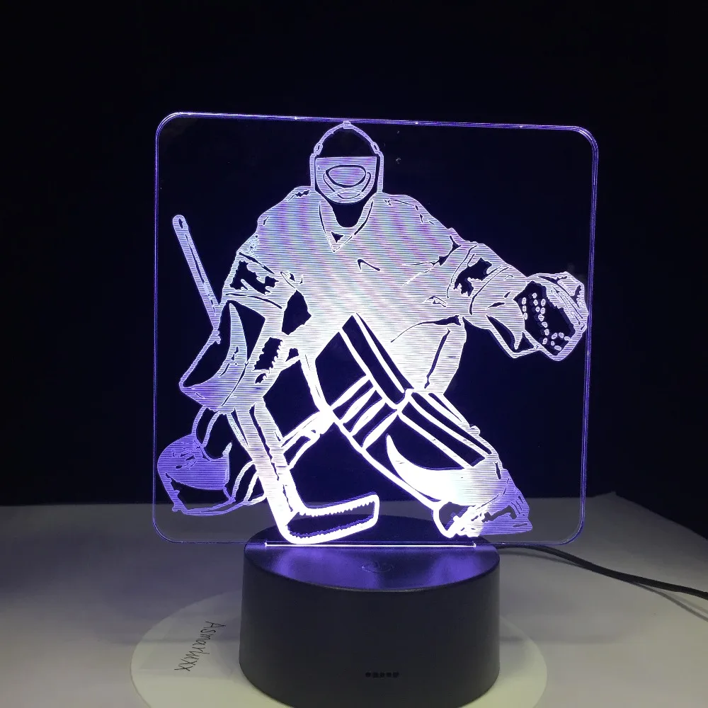 Ледяной хоккейный плеер Спорт 3D лампа 7 Красочный светодиодный ночник USB спальня освещение сна подарки для детей канадские украшения 3D1069