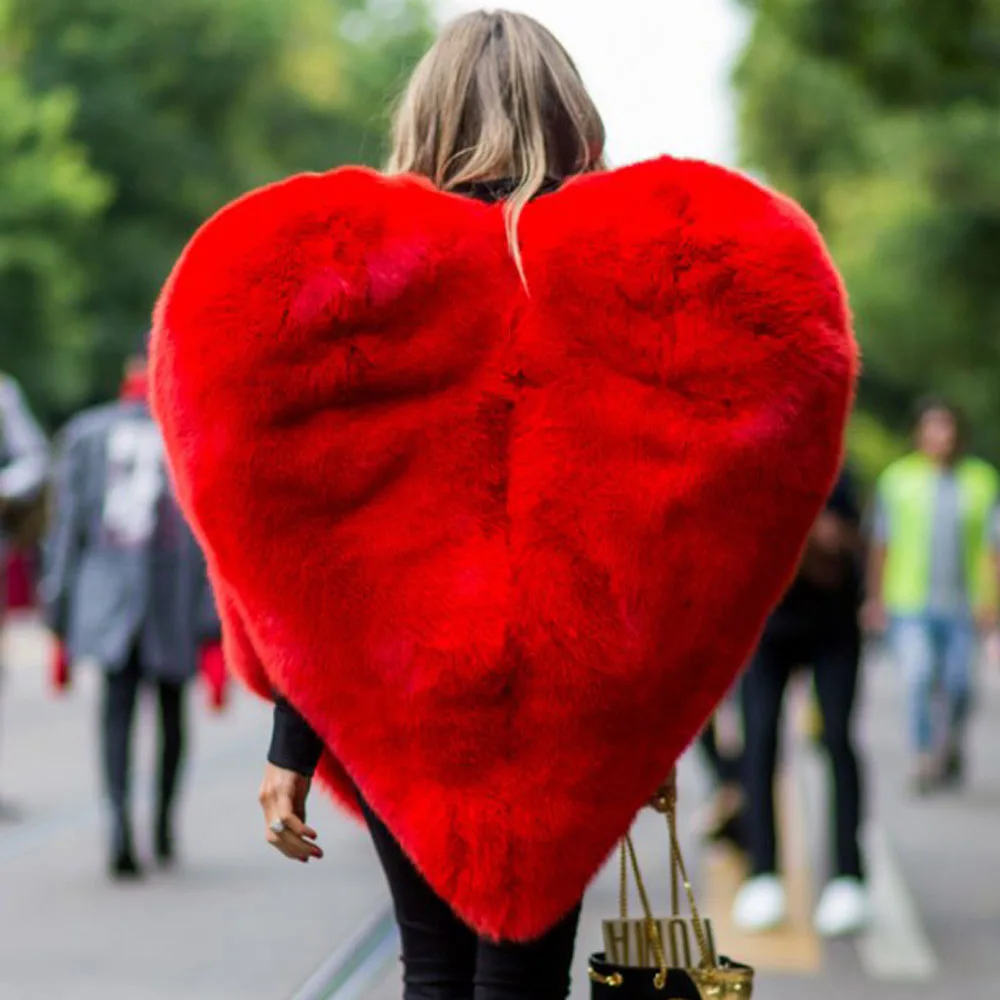 Стильный 3D красного цвета с надписью Love в форме сердца накидка из искусственного