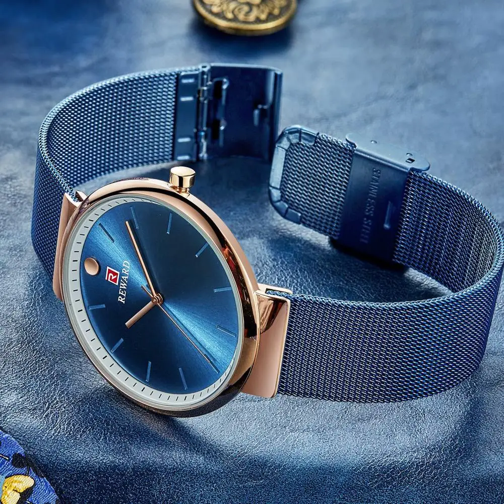 Мужские Ультра тонкие часы от ведущего бренда роскошные модные синие кварцевые