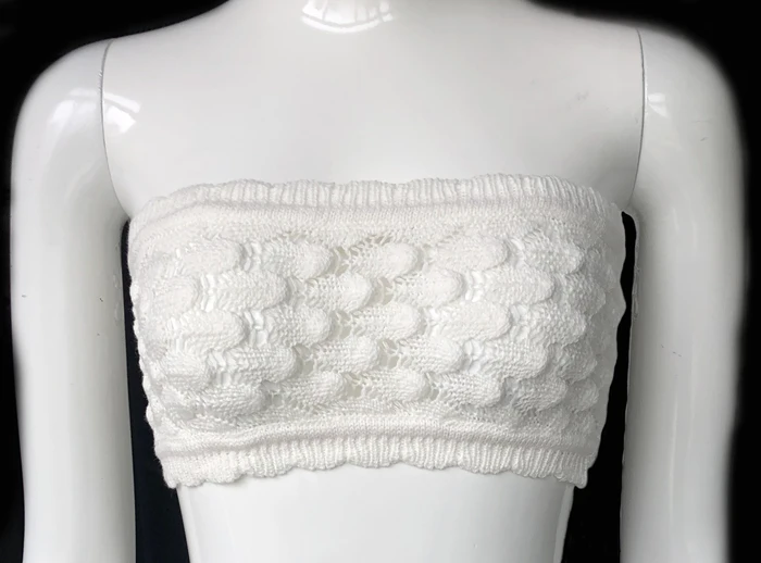 Вязаный купальник Kinit, пляжная одежда, укороченный топ - Цвет: White as pic