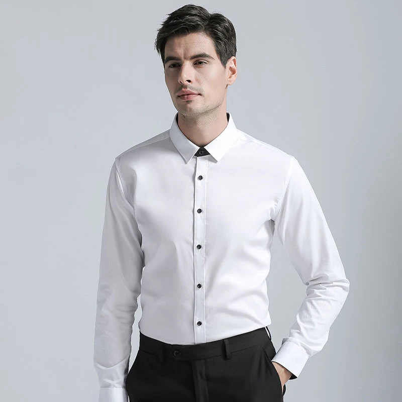 High Quality 2019 Brand New Arrivals Men's Regular Fit Long Sleeves Shirt Men Cotton Blend Mens Business Metting Shirts