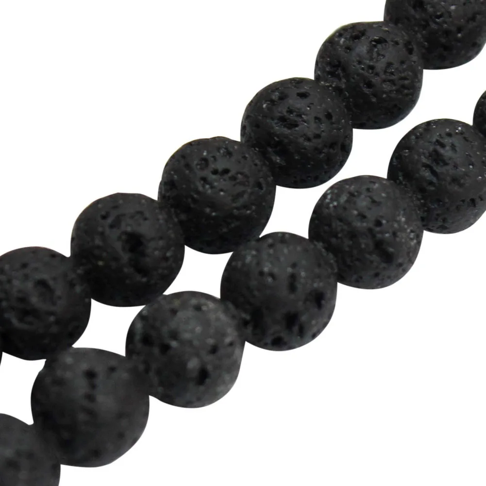 Мода натуральный черный лавы вулканические Бусины Круглый Loose Spacer нить для DIY