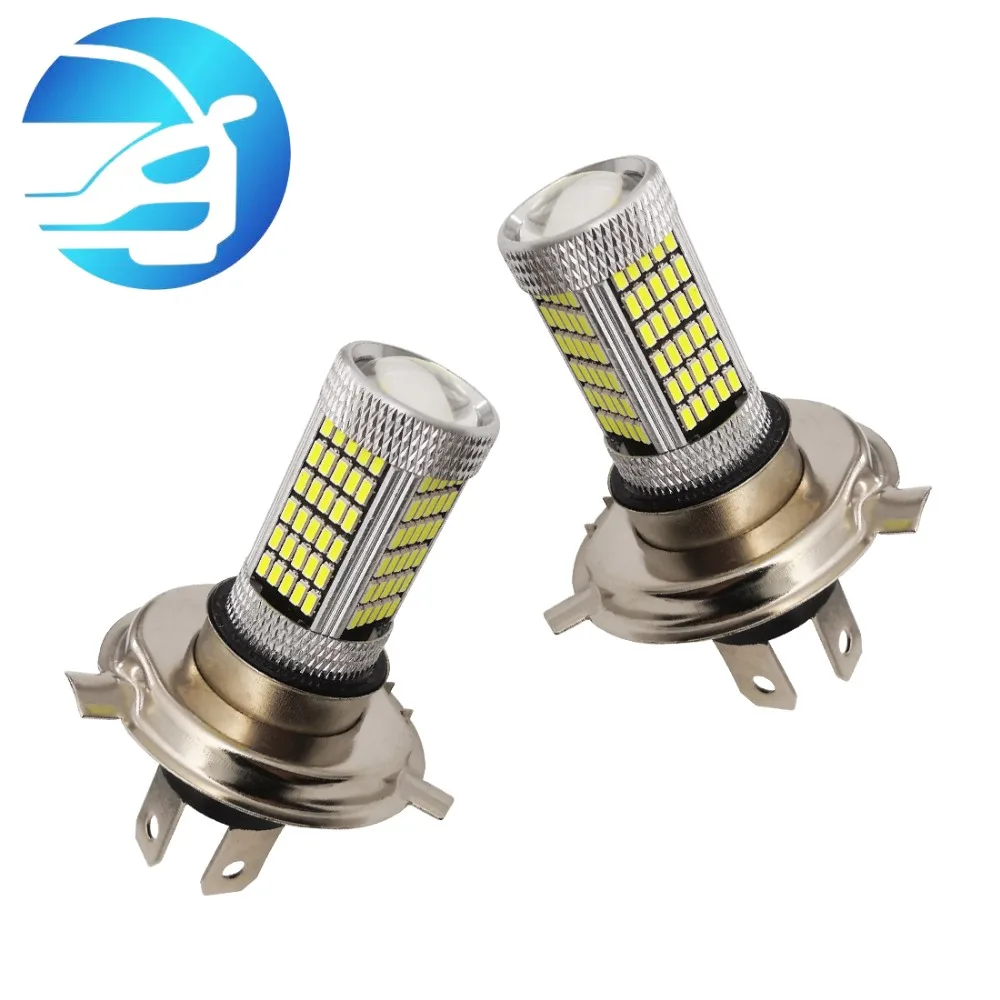 

2 шт. * супер яркая H4 Автомобильная светодиодная лампа для фары 3014 120smd + 3 Вт передняя фара противотуманная фара автомобильные лампочки