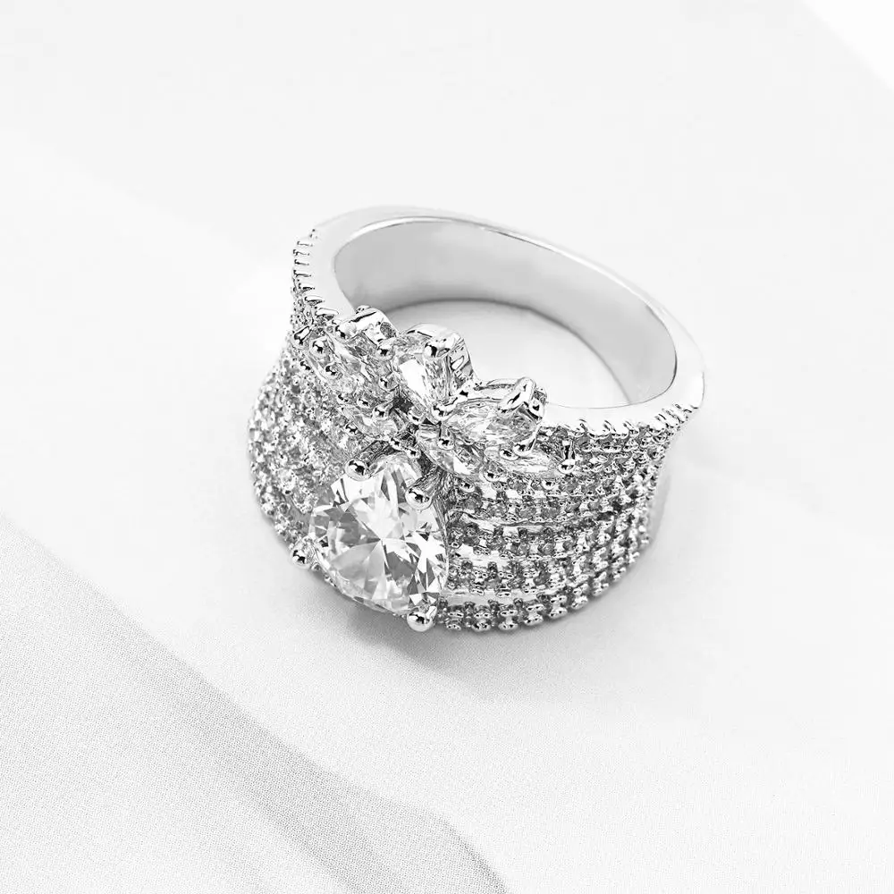VANAXIN очаровательные кольца Капля воды цветок AAA Bling CZ Помолвочные женские