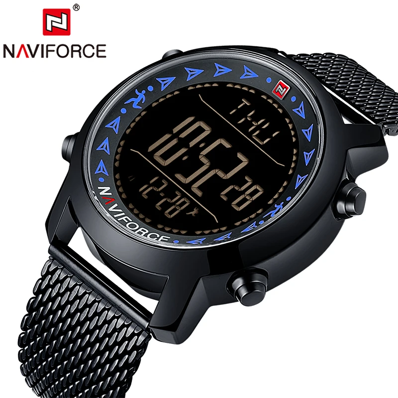 NAVIFORCE новые мужские спортивные часы 3 бар водонепроницаемые цифровые календарь