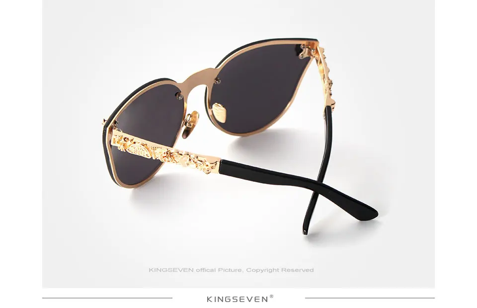 KINGSEVEN Роскошные брендовые Модные женские готические зеркальные очки с металлической оправой в виде черепа, солнцезащитные очки UV400 с аксессуарами
