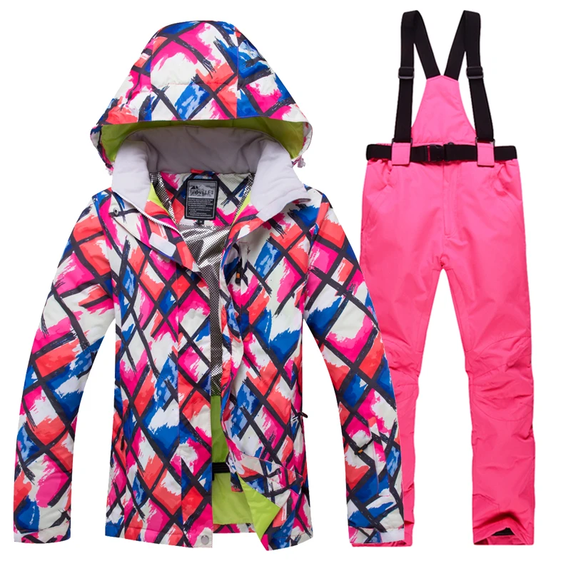 Winter Women Ski Suit New Outdoor Russian -30 degree Snow Windproof Warm Snowboard Ski Jacket+Pants Breathable Sports Wear Hot