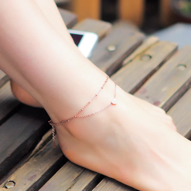 Лучшая сделка 1 шт. Золотая элегантная Двойная Цепочка сердце бусины бижутерия