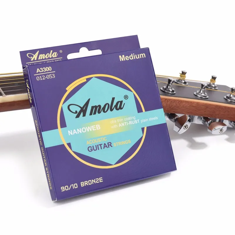 Amola Acoustic Guitar Strings Set 010 011 012 Broze Phosphor Thin Coating Wound guitar parts 1set | Спорт и развлечения