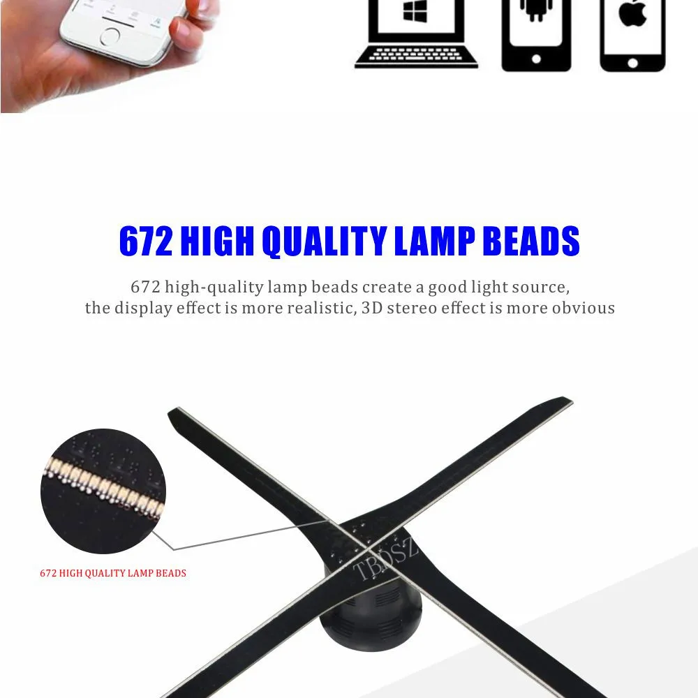 TBDSZ 56 см HD Wifi голый глаз 3D шлем-проектор голограмм голографический проигрыватель светодиодный дисплей Вентилятор Магазин Бар Украшение рекламный свет