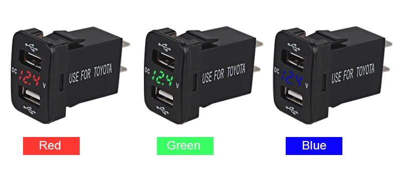 12 V-24 V Dual USB Автомобильное зарядное устройство мини-автомобиль Зарядное устройство с вольтметр светодиодный Дисплей п 2 Порты и разъёмы зарядных порта USB для автомобиля Зарядное устройство для Toyota