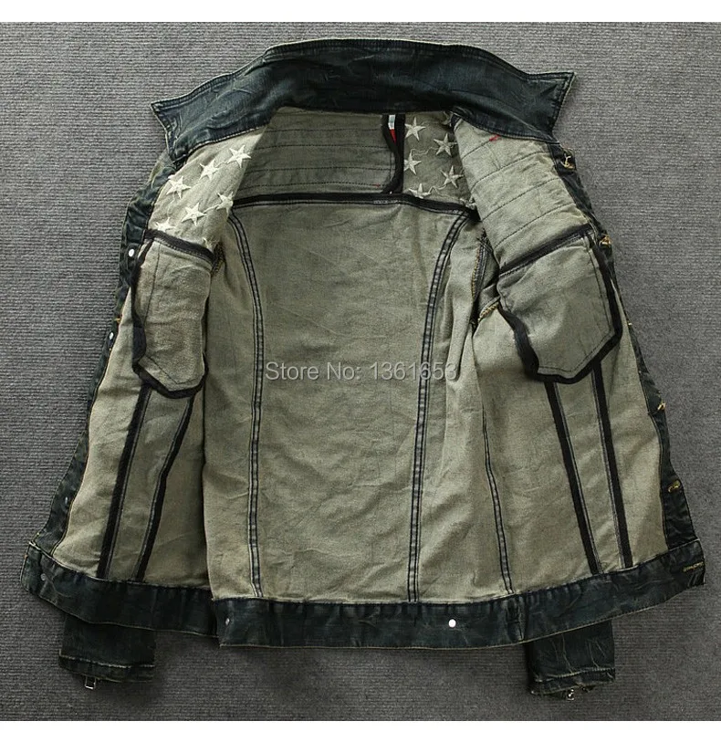 Джинсовая куртка с американским флагом для мужчин модная мотоциклетная