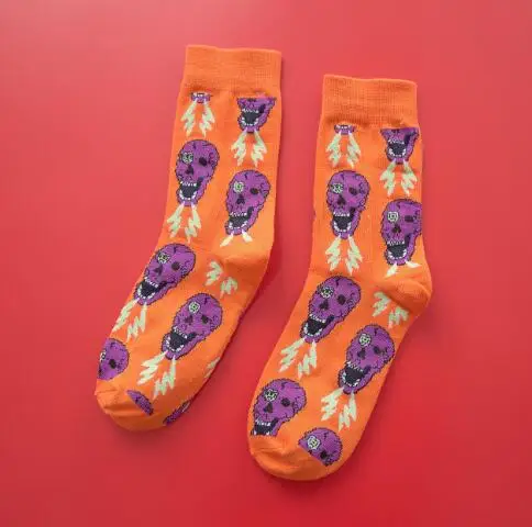 orange Harajuku/носки с акулами динозавров для мужчин и женщин; забавные Носки с рисунком из мультфильма; хлопковые Дышащие носки унисекс; крутые носки для скейтборда - Цвет: orange