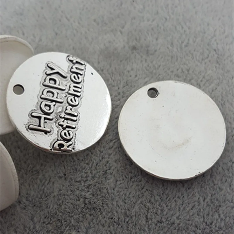 25 мм Старинное Серебро Покрытием Сплава Метки Диска Рельеф Надписи Счастливой