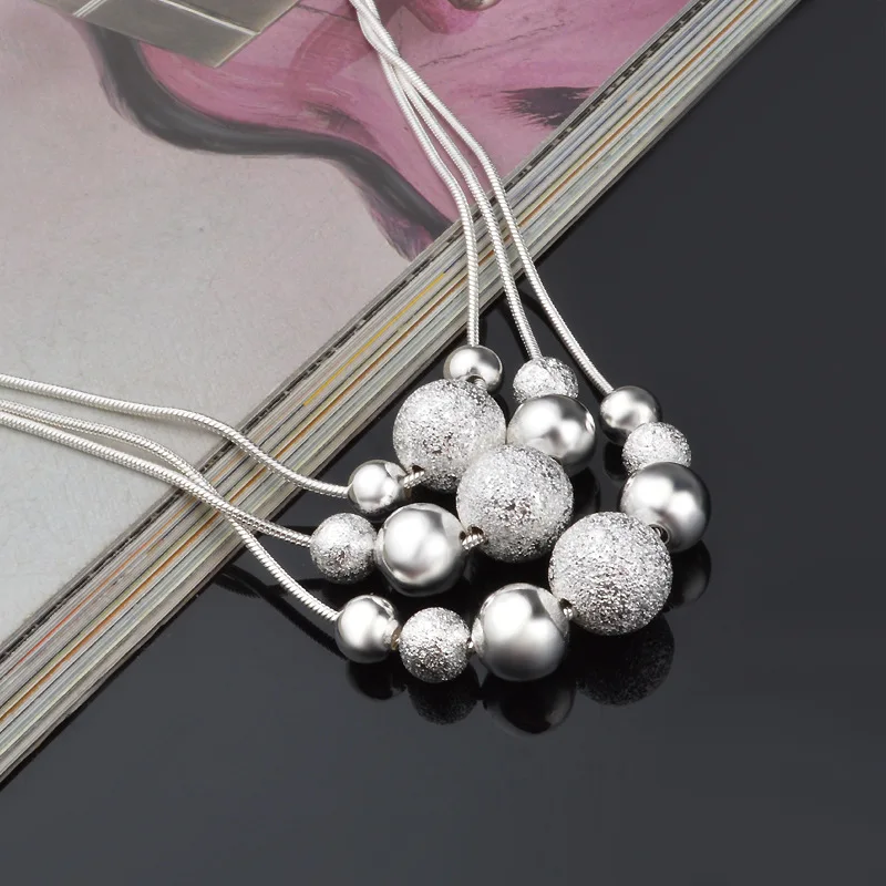 Bijoux 3 слоя бусы ожерелья и подвески звенья цепи Серебряный цвет ожерелье Женская