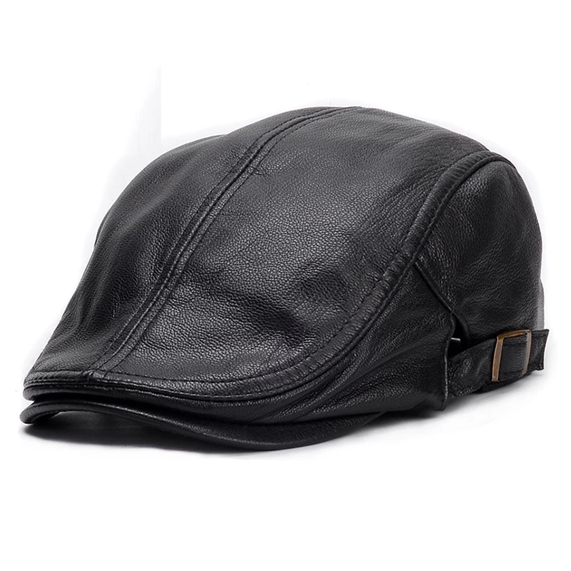 

Svadilfari 2017 New 100% High quality Genuine Leather Berets for Men Women Autumn Winter Men's Visor Flat Hat Beret Fashion Cap