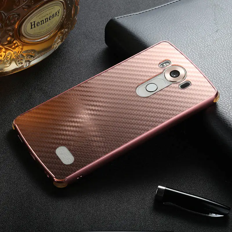 Zinkgelb Новинка года для LG V10 чехол Роскошный блеск тонкий жесткий металлический бампер+ углеродного волокна бронированный противоударный чехол-накладка для телефона чехол - Цвет: rosegold