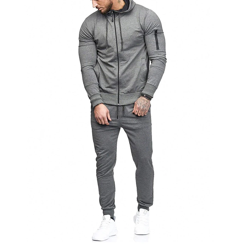 Dark Gray Sets Мужские комплекты, модная спортивная одежда, толстовки, штаны, набор, мужские спортивные костюмы, мужские спортивные костюмы, толстовки, свитшоты, повседневные Костюмы бордового цвета - Цвет: Dark Gray Sets