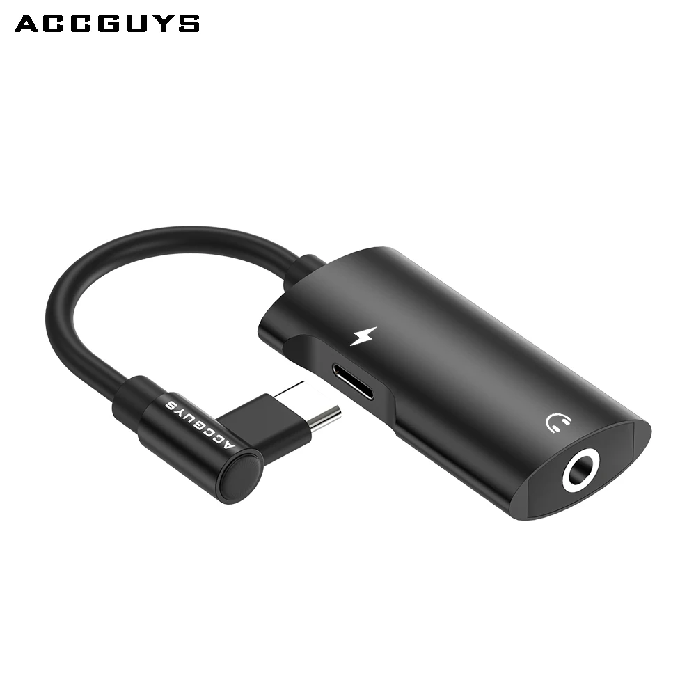 Black ACCGUYS 2 в 1 Тип C адаптер Aux аудио кабель зарядки до 3,5 мм Jack для Xiaomi Mi 6 huawei Motorola Moto Z w USB кабель - Цвет: Black