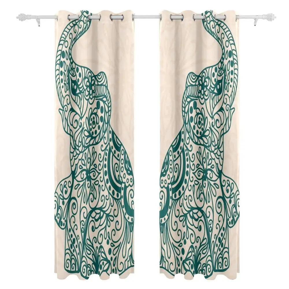 Занавески с изображением слона и цветов затемняющие панели перегородки для