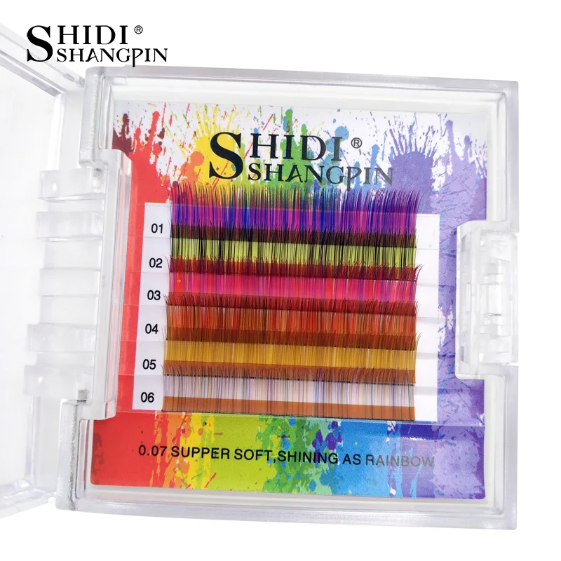 6 рядов Радуга наращивание ресниц для наращивания накладные ресницы набор микс 9