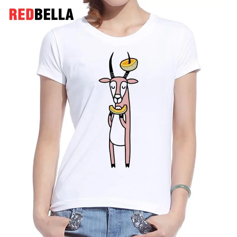 REDBELLA 2017 Новый корейский дизайн футболка Femme милые Дыня Антилопа Ulzzang Kawaii с