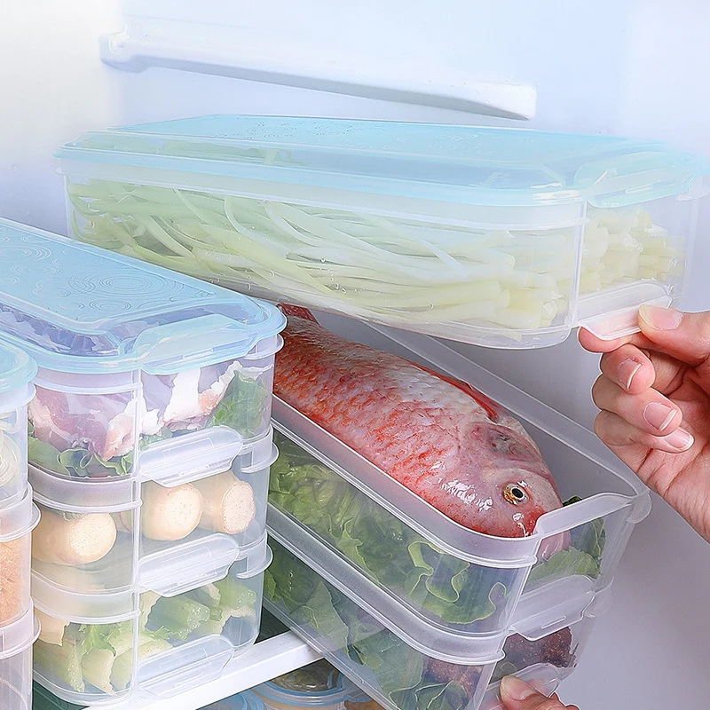 Пластиковые ящики для хранения холодильников контейнеры продуктов с крышкой