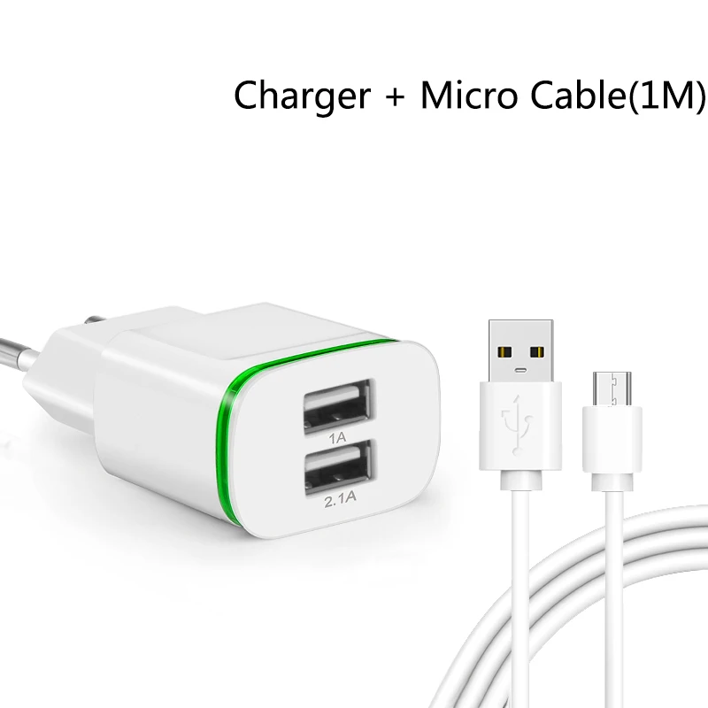 CinkeyPro 2-Порты USB Зарядное устройство для XiaoMi iPhone 7 8 Светодиодная лампа Samsung 5 V/2.1A, ВЫСОКАЯ ЧЁТКОСТЬ, быстро заряжающийся мобильный телефон, Универсальный переходник для розетки - Тип штекера: Micro White