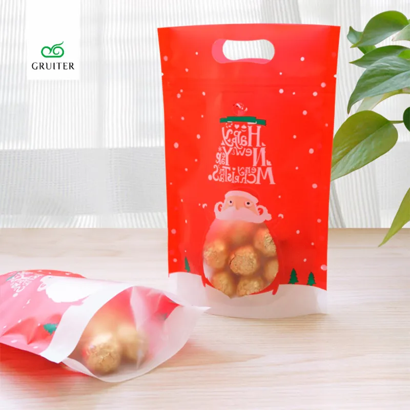 

Merry Christmas New Year Candy Box Bag Protable Cake Cookie Christmas Eve Apple Gift Zipper Bag Santa Claus Bags 20x