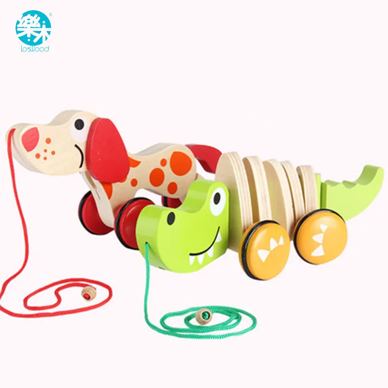 Детские деревянные игрушки pull dog крокодил brinquedos Ранние развивающие детские |