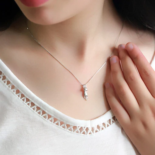 Женское колье из серебра 925 пробы с мультяшным котом|necklace silver necklace|925 sterling cat necklacecat