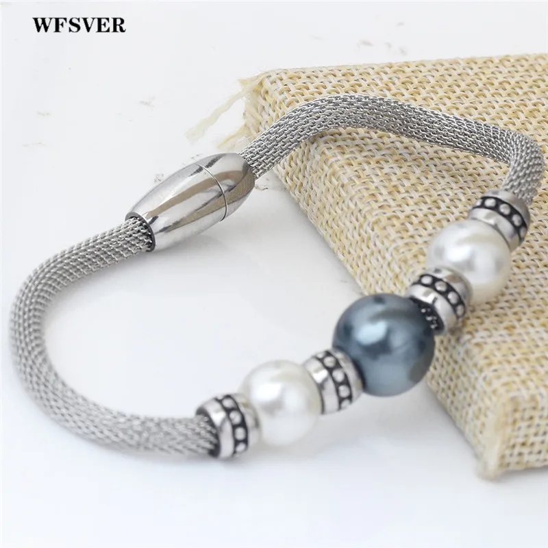 WFSVER новый дизайн Чистая цепь жемчужные бусины браслет для женщин модные