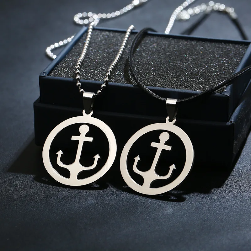 Новый Для мужчин веревки и металлической цепью vintageround якорь кулон Цепочки