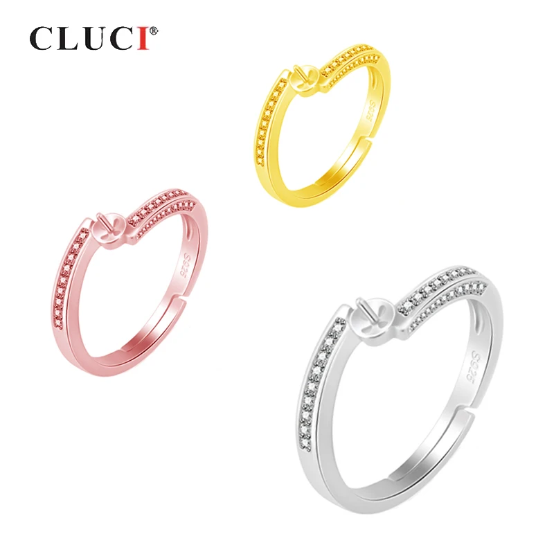 

CLUCI 925 пробы серебряные геометрические кольца женские ювелирные изделия кольцо из розового золота с жемчугом серебряное 925 регулируемое кол...