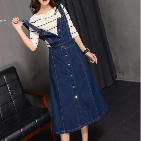 Женский джинсовый сарафан без рукавов повседневное однобортное свободное